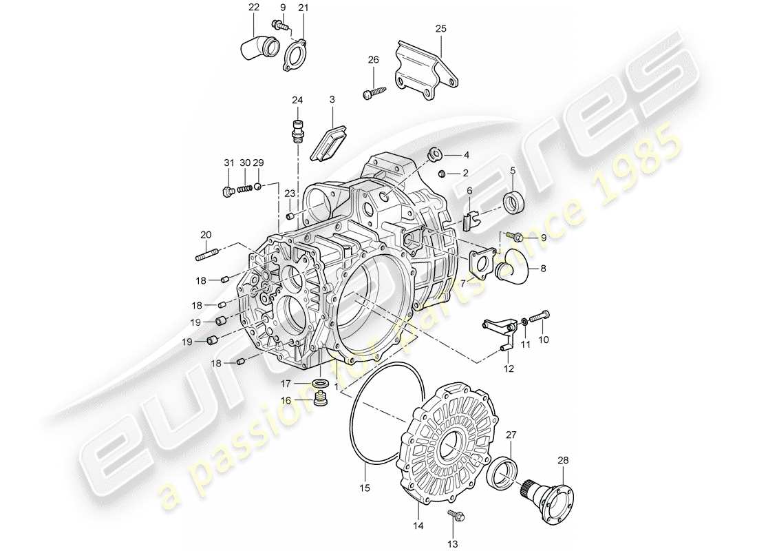 porsche 2003 (996 turbo / gt2) getriebegehäuse - teilediagramm