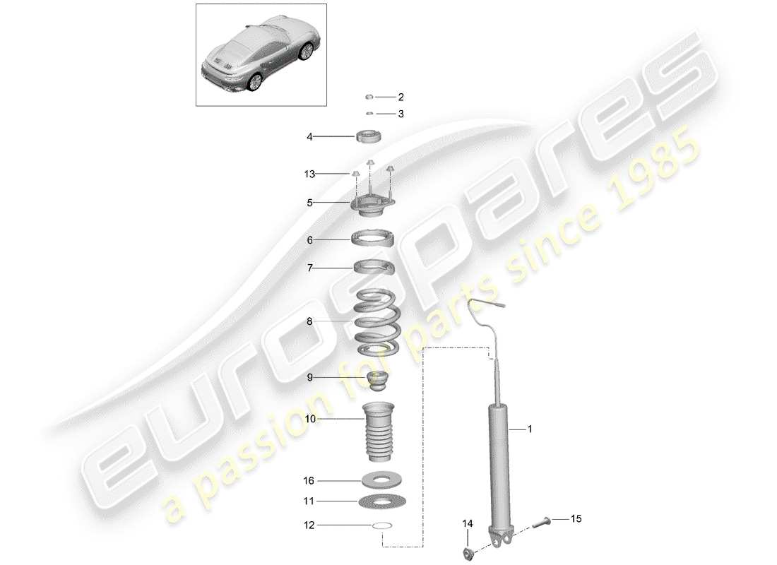 porsche 2020 (991-2 turbo) stoßdämpfer-ersatzteildiagramm