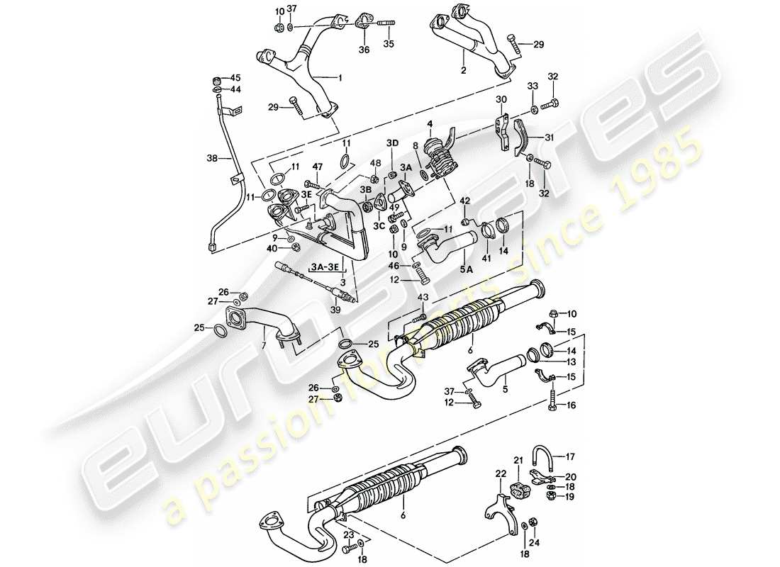 porsche 1986 (944) auspuffanlage - - katalysator - siehe technische informationen ersatzteildiagramm
