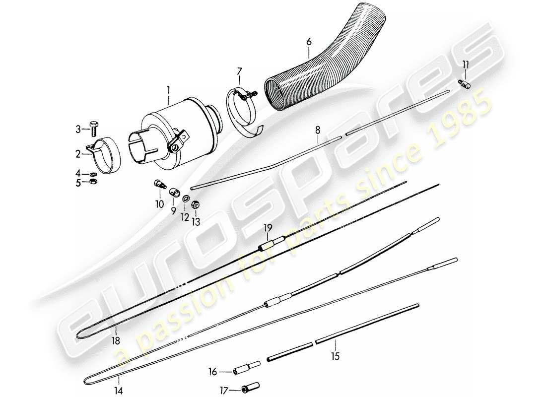 porsche 1963 (356b/356c) gummi - heizluftzufuhr ersatzteildiagramm