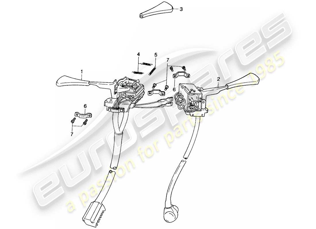 porsche 1972 (914) lenkstockschalter ersatzteildiagramm