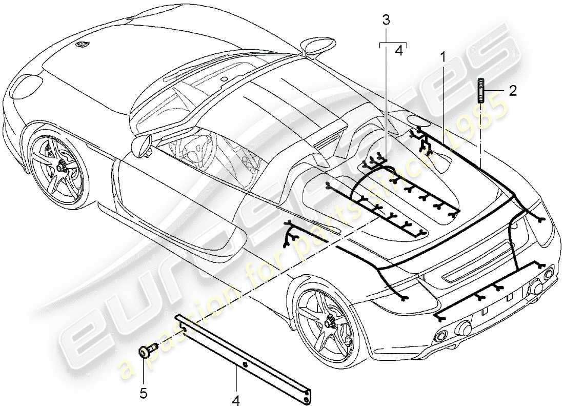 porsche 2004 (carrera gt) kabelbäume - heck - motor - reparatursatz - anti-blockiersystem -abs- - bremsbelagverschleissanzeige - hinterachse ersatzteildiagramm