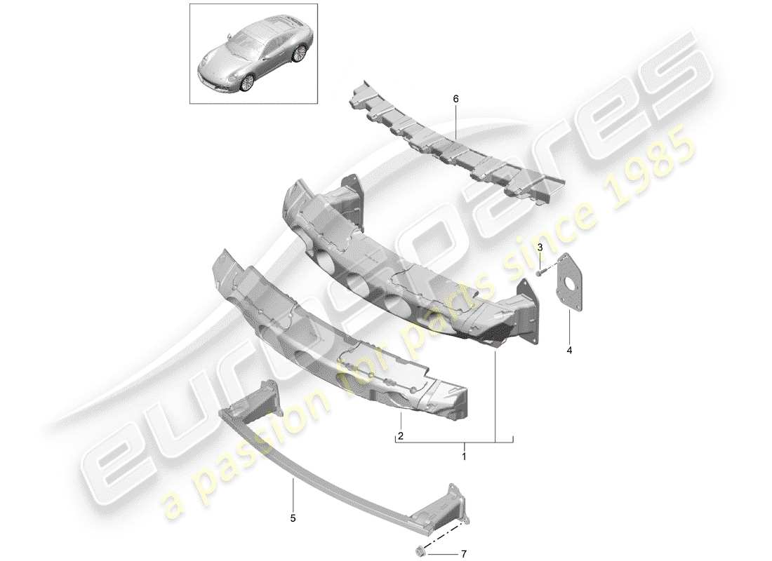 porsche 2020 (991-2) stoßstangenhalterung - ersatzteildiagramm