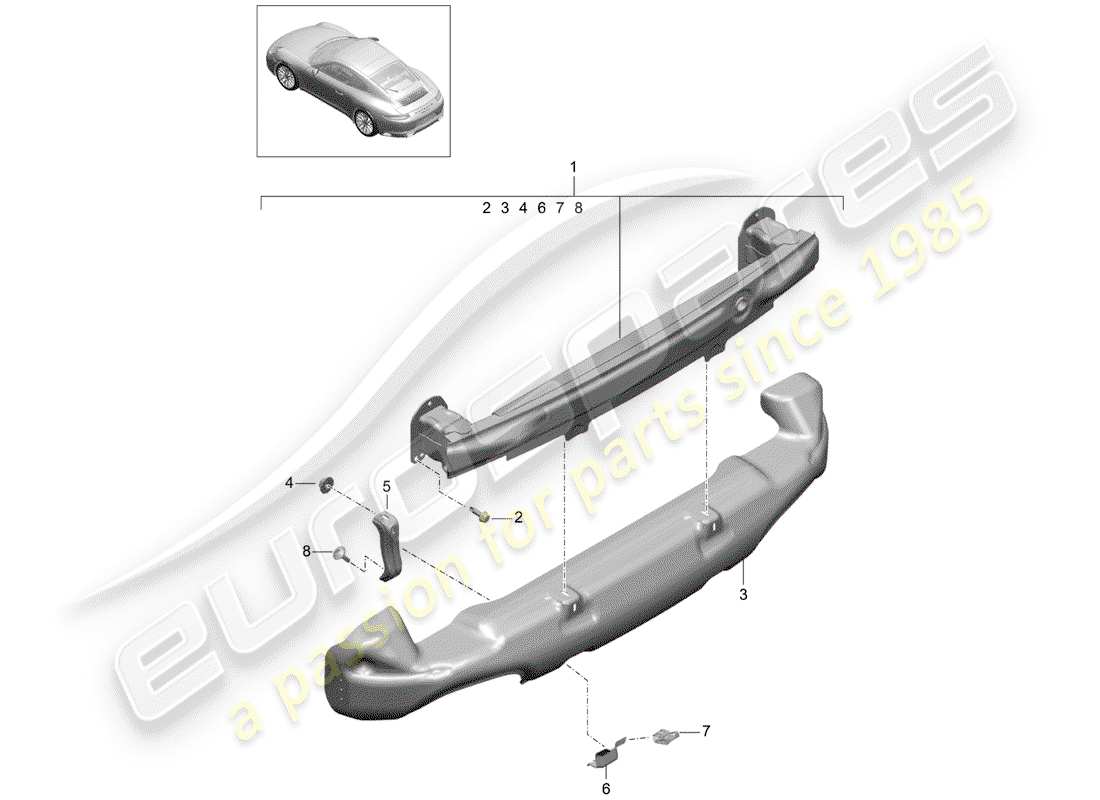 porsche 2019 (991-2) stoßstangenhalterung - ersatzteildiagramm