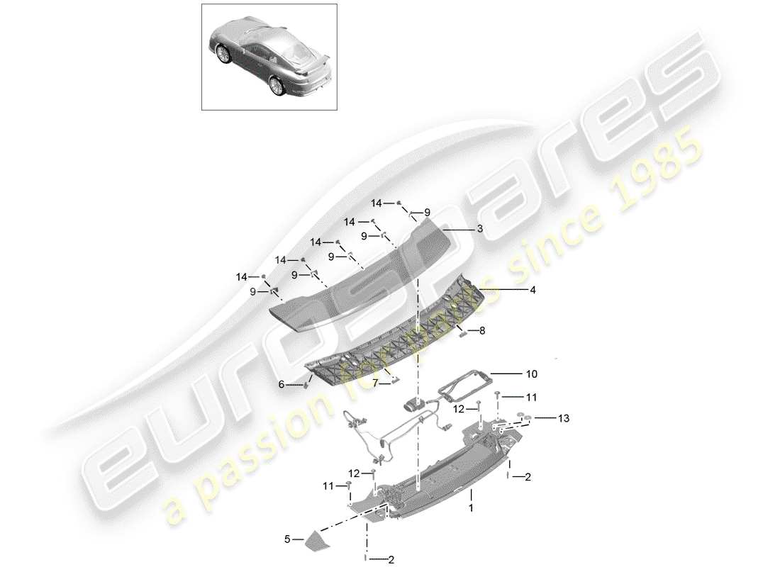porsche 2014 (991-1 r/gt3/rs) heckspoiler teilediagramm