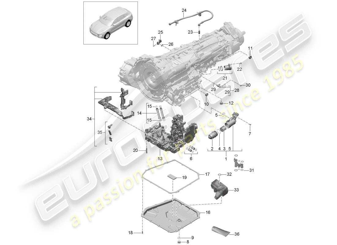 porsche 2014 (macan) - pdk - teilediagramm