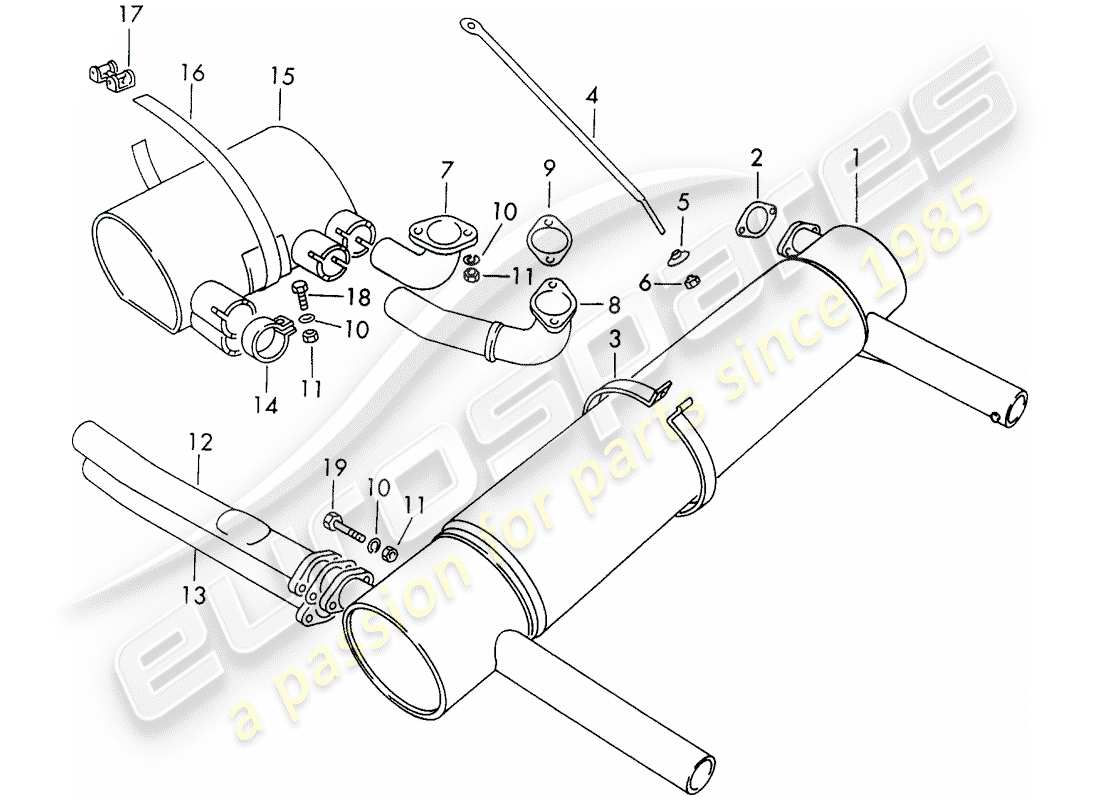 porsche 1965 (356b/356c) auspuffanlage - sportversion - halter - nr. 1 ersatzteildiagramm