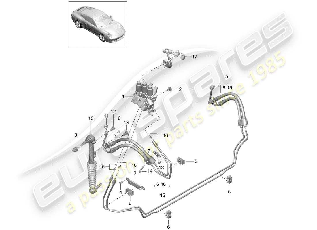 porsche 2019 (991-2) hydraulikleitung ersatzteildiagramm