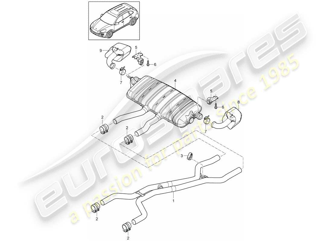 porsche 2012 (cayenne e2 92a) abgassystem teilediagramm