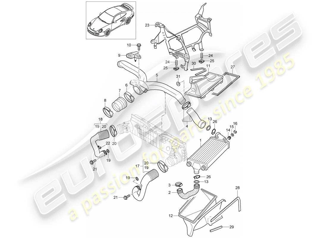 porsche 2013 (997-2 turbo / gt2 rs) turbolader teilediagramm