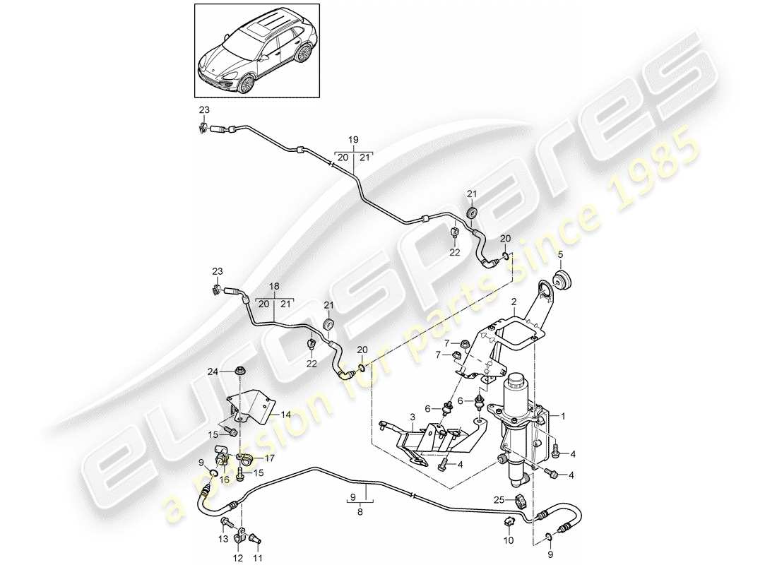 porsche 2013 (cayenne e2 92a) steuermechanismus teilediagramm
