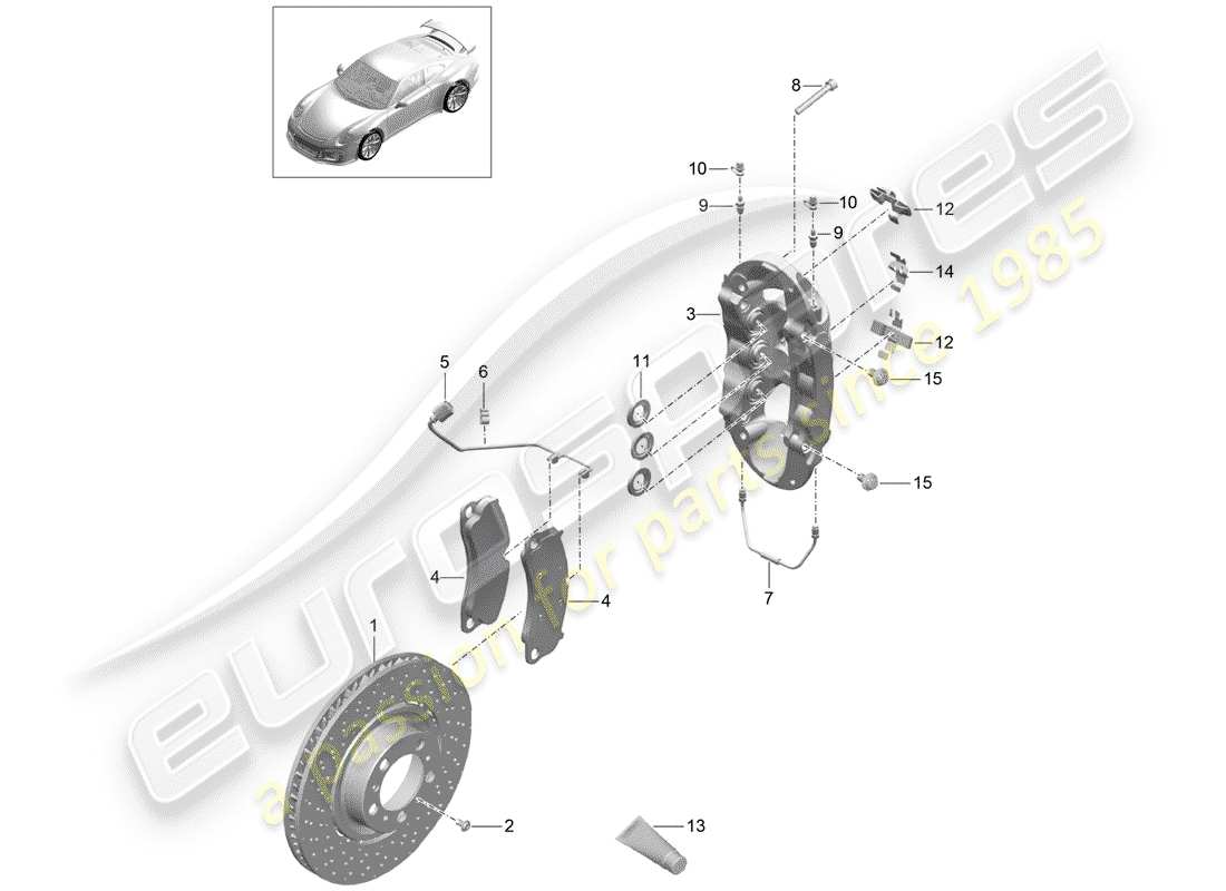 porsche 2016 (991-1 r/gt3/rs) scheibenbremsen ersatzteildiagramm