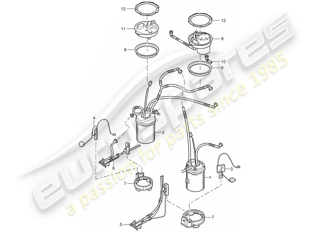 porsche 2004 (cayenne e1 9pa) kraftstofftank teilediagramm