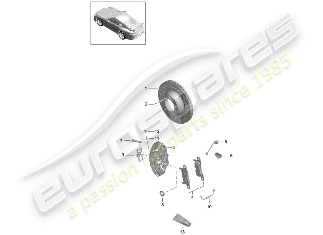 porsche 2015 (991-1 r/gt3/rs) scheibenbremsen teilediagramm