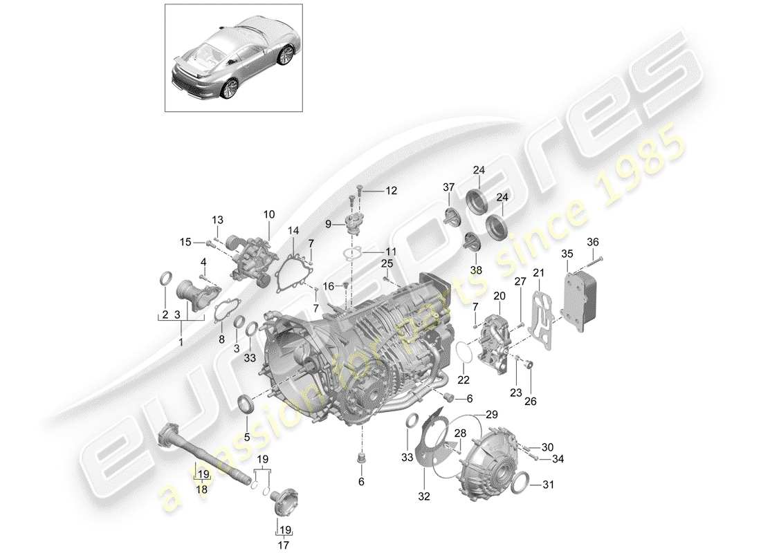 porsche 2019 (991-2 r/gt3/rs) schaltgetriebe ersatzteildiagramm