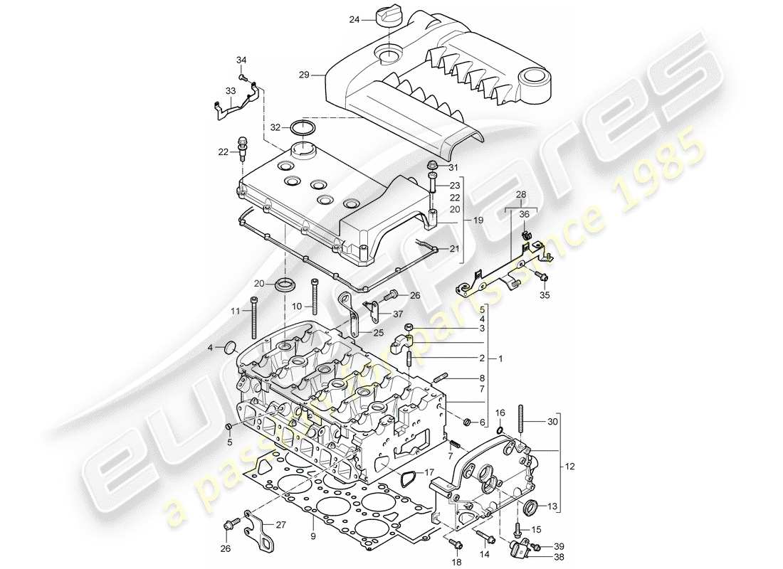 porsche 2003 (cayenne e1 9pa) zylinderkopf teilediagramm