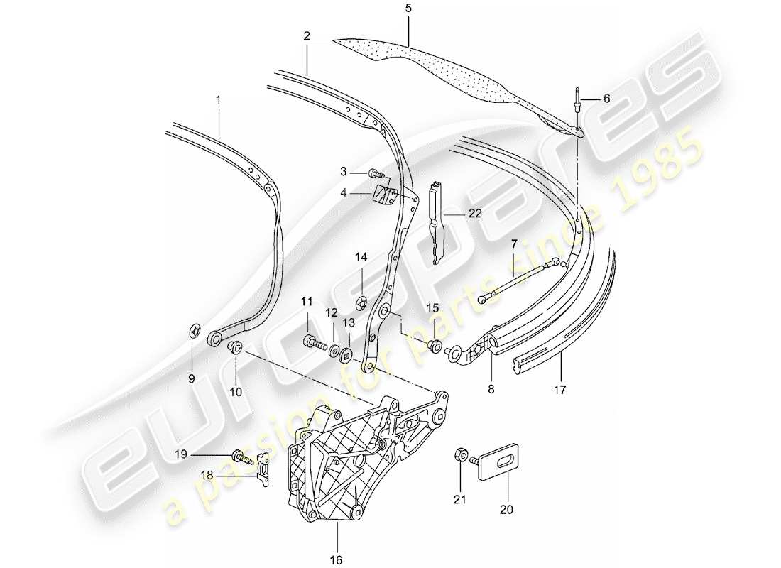 porsche 2001 (996) oberrahmen - einzelteile ersatzteildiagramm