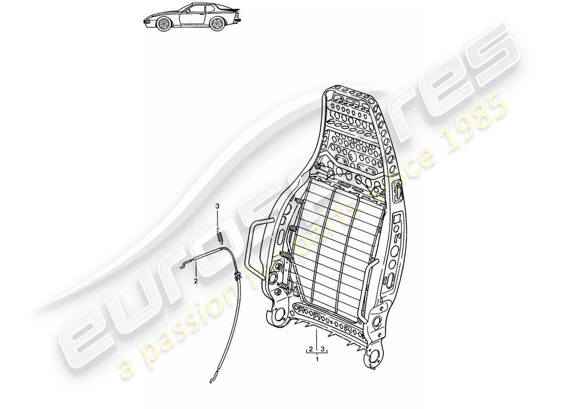 porsche 1987 (seats for 944/968/911/928) rückenlehnenrahmen - sportsitz - d - mj 1989>> - mj 1991 ersatzteildiagramm