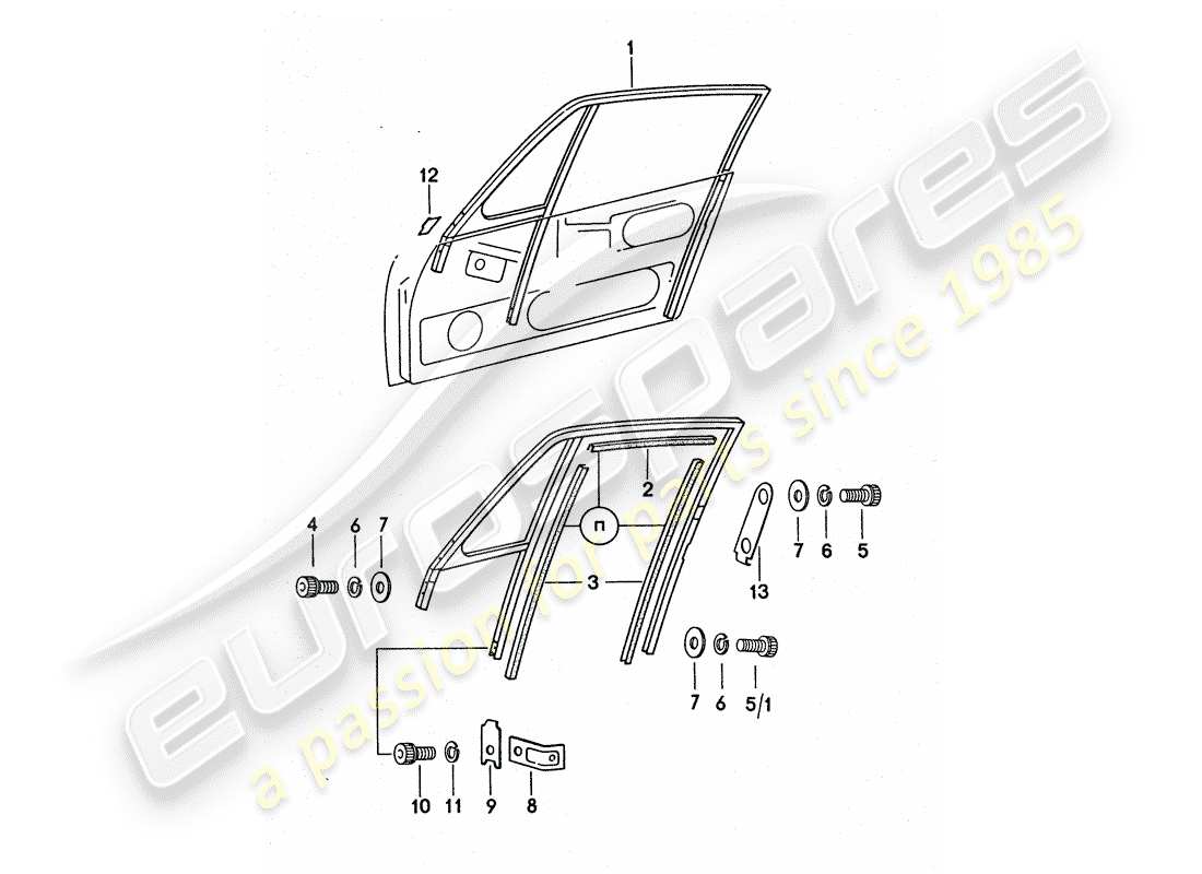 porsche 1977 (911 turbo) fensterrahmen ersatzteildiagramm