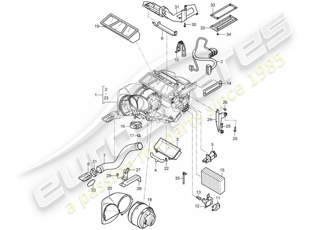 porsche 2006 (carrera gt) heizung - klimaanlage - einzelteile ersatzteilübersicht