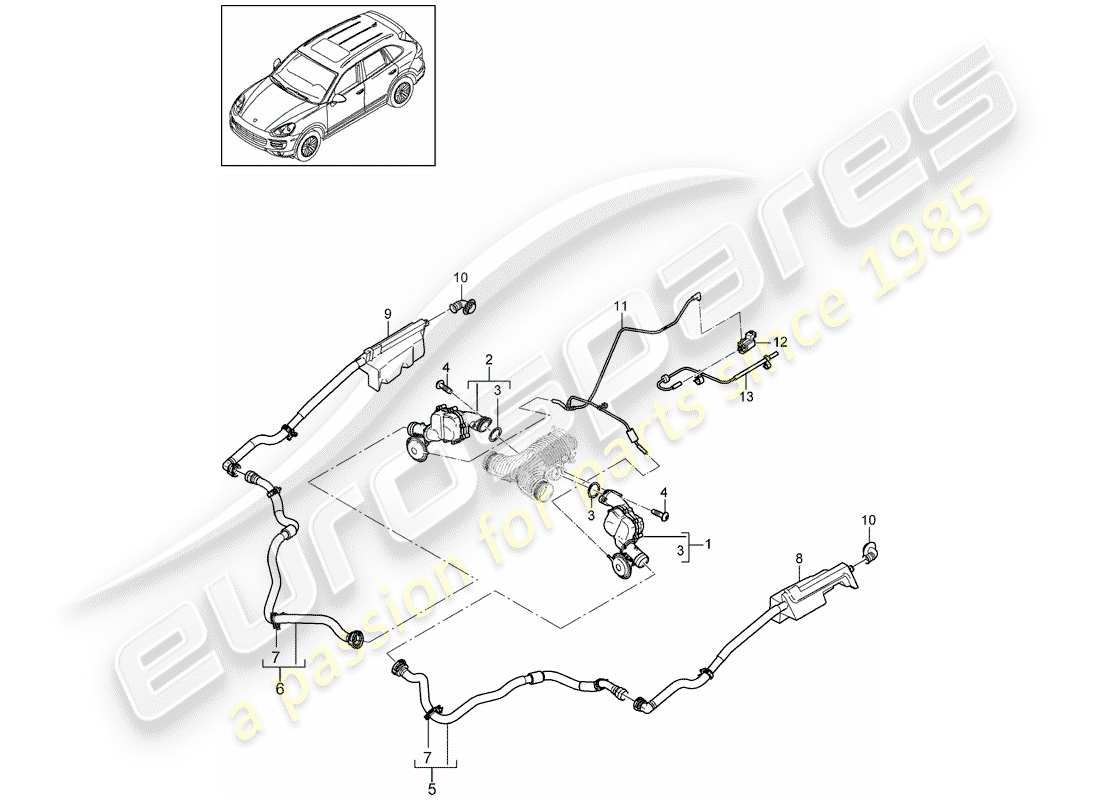 porsche 2012 (cayenne e2 92a) ladeluftkühler - teilediagramm
