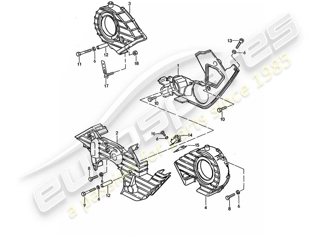 porsche 1993 (928) zahnriemenabdeckung ersatzteildiagramm