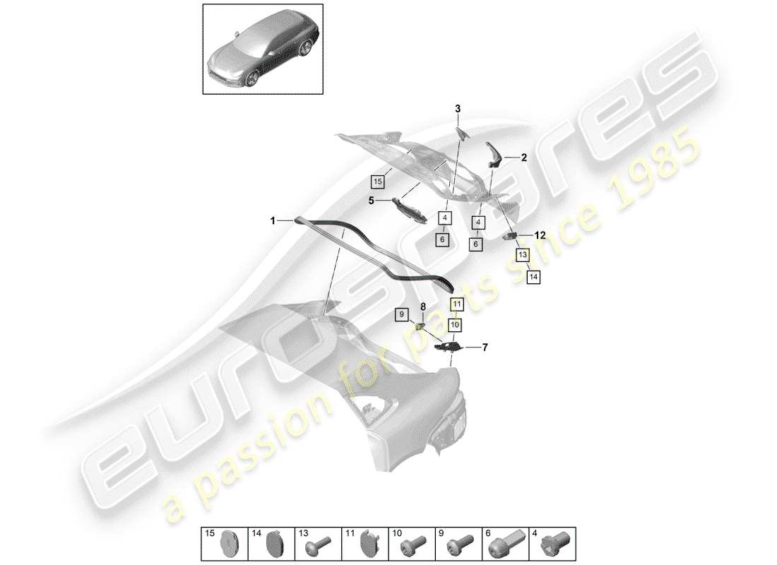 porsche 2020 (panamera 971-1) dichtungen ersatzteildiagramm