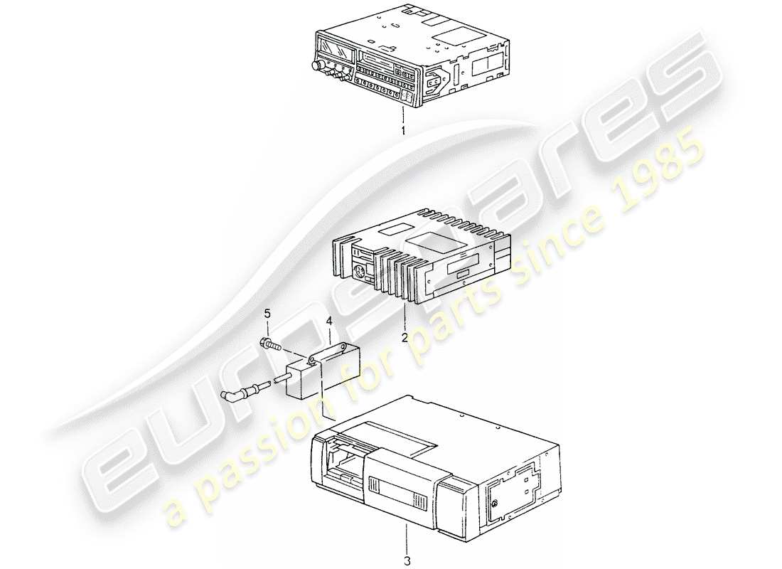 porsche 1991 (refurbished and exchange catalogue) radio-teilediagramm