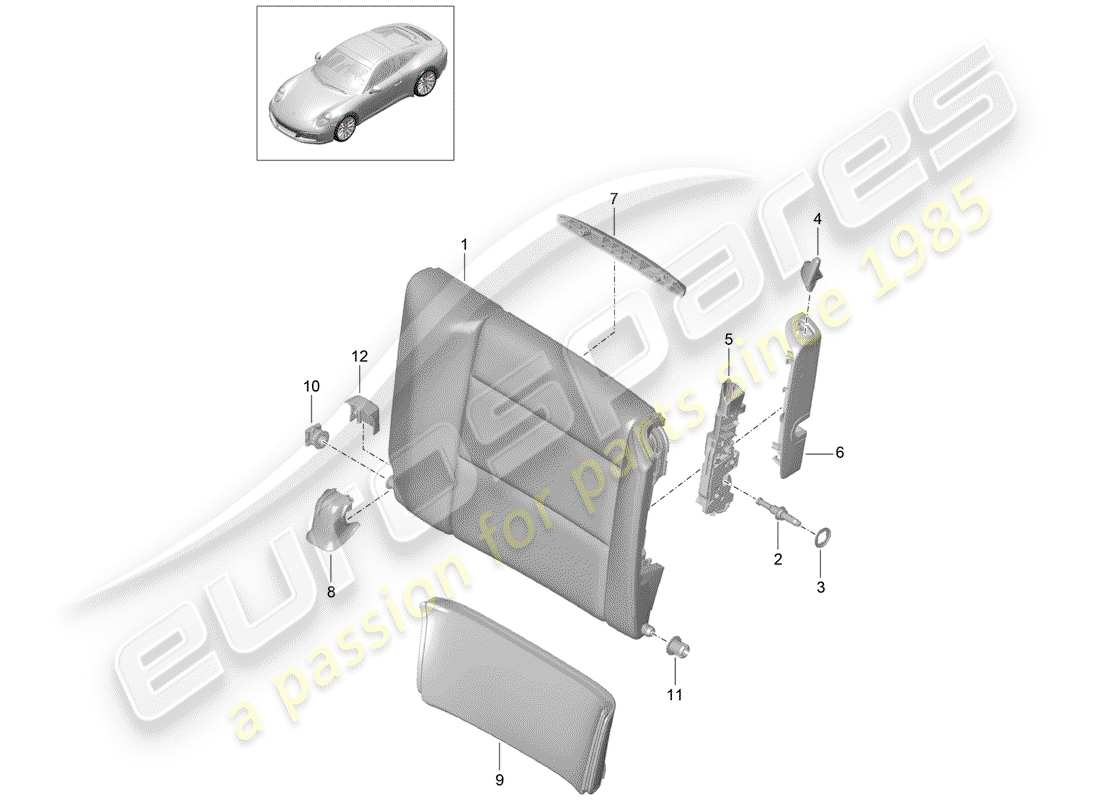 porsche 2017 (991-2) notsitz-rückenlehne ersatzteildiagramm