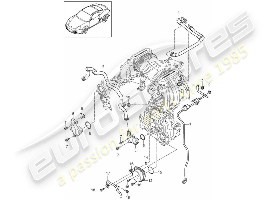 porsche 2009 (987 cayman) kurbelgehäuse-teilediagramm
