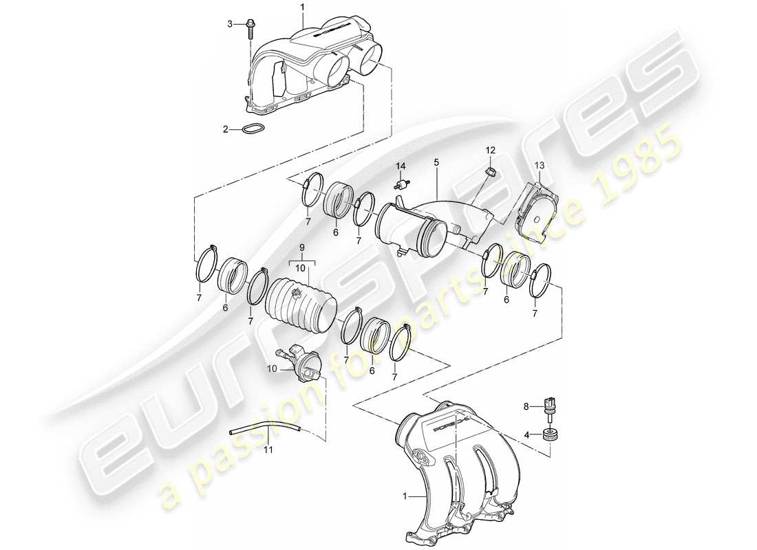 porsche 2006 (987 cayman) ansaugluftverteiler teilediagramm
