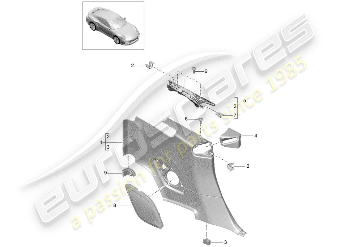 porsche 2018 (991-2) seitenverkleidung - ersatzteildiagramm