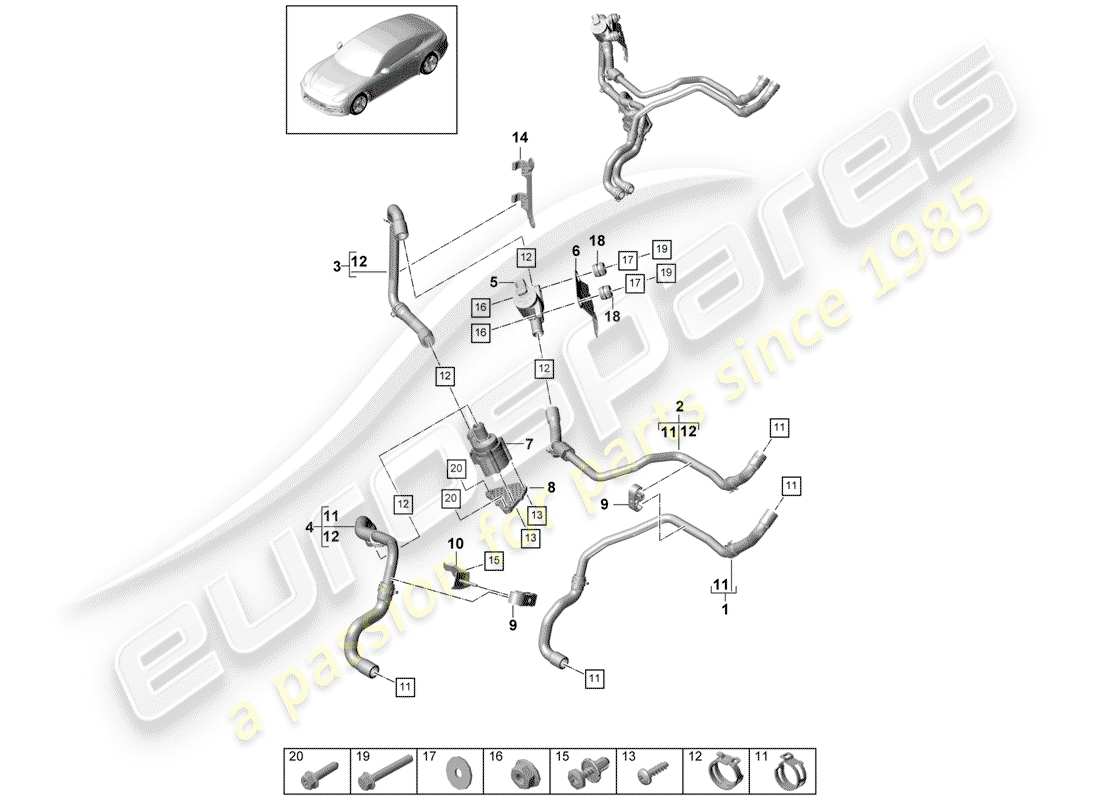 porsche 2017 (panamera 971-1) heizung teilediagramm