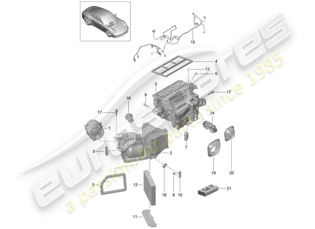 porsche 2014 (991-1) klimaanlage teilediagramm