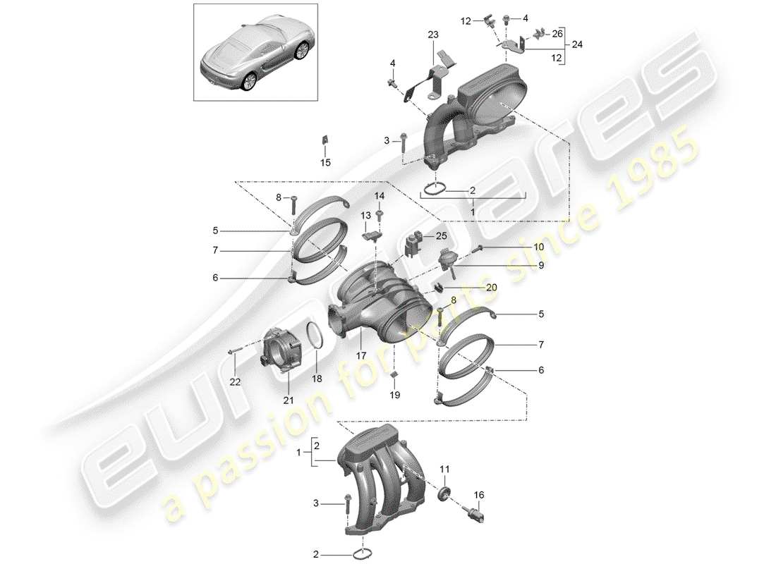 porsche 2016 (981 cayman) ansaugluftverteiler teilediagramm