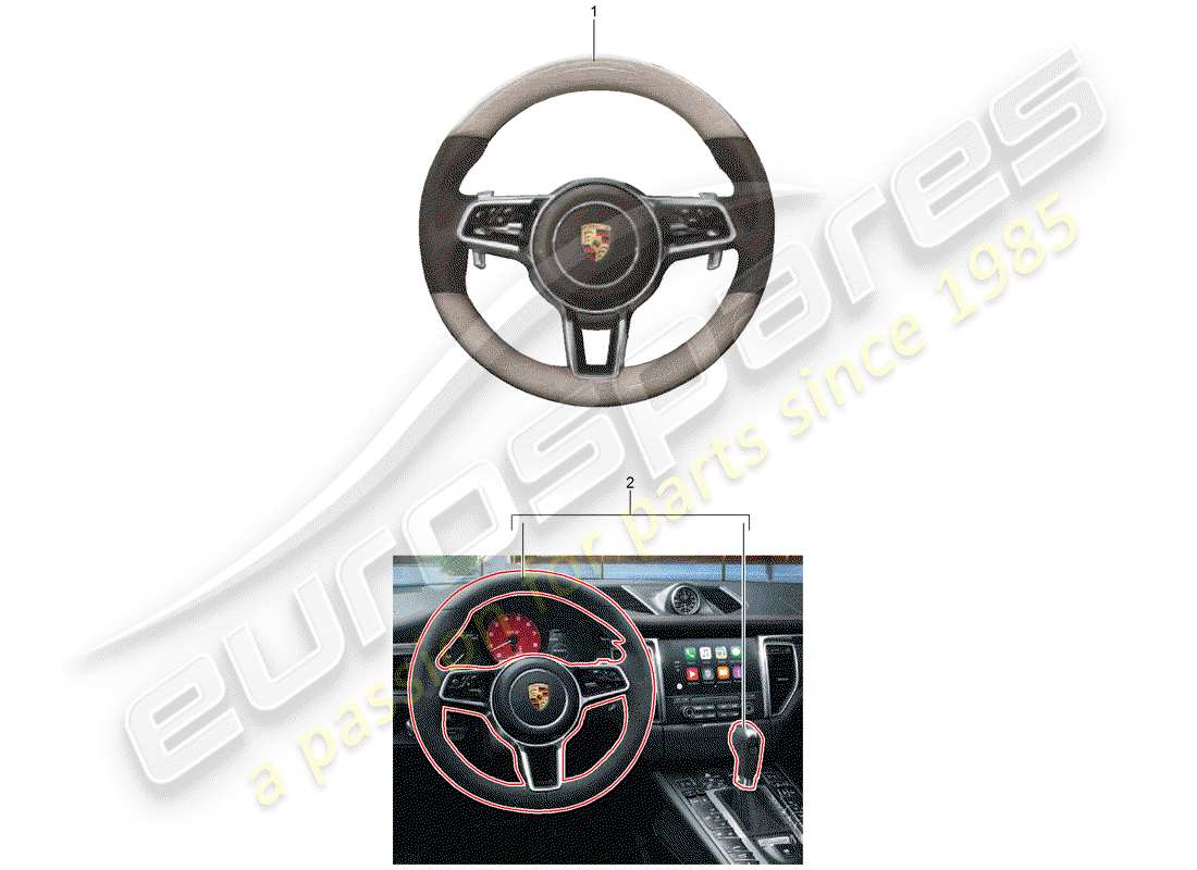 porsche 2018 (tequipment macan) lenkrad teilediagramm