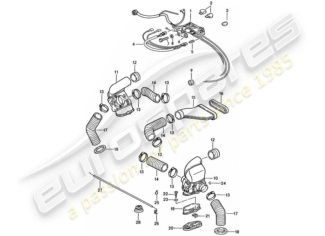 porsche 1987 (911) belüftung - heizungsystem 2 ersatzteildiagramm