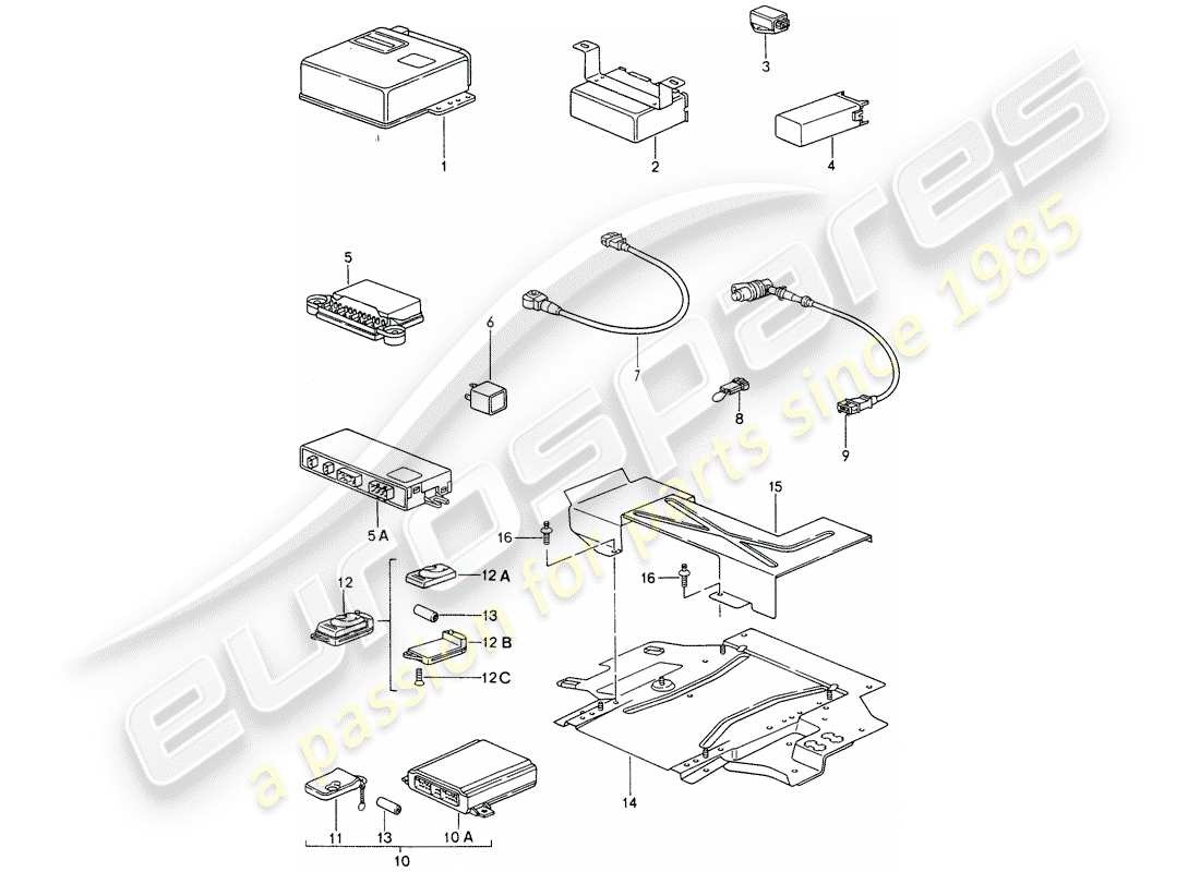 porsche 1995 (993) steuergeräte ersatzteildiagramm