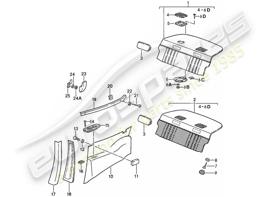 porsche 1989 (911) innenausstattung teilediagramm
