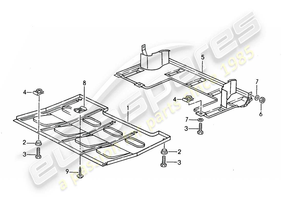 porsche 1994 (968) unterseitenschutz ersatzteildiagramm