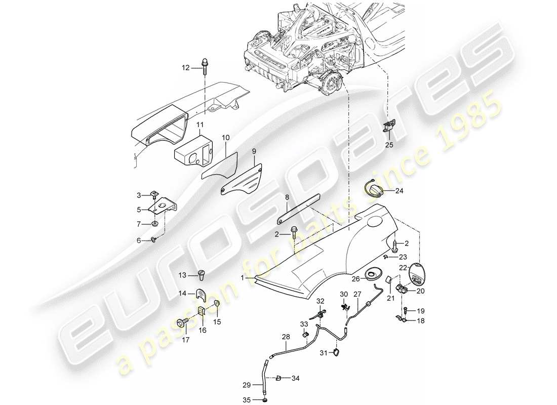 porsche 2005 (carrera gt) fender-teilediagramm