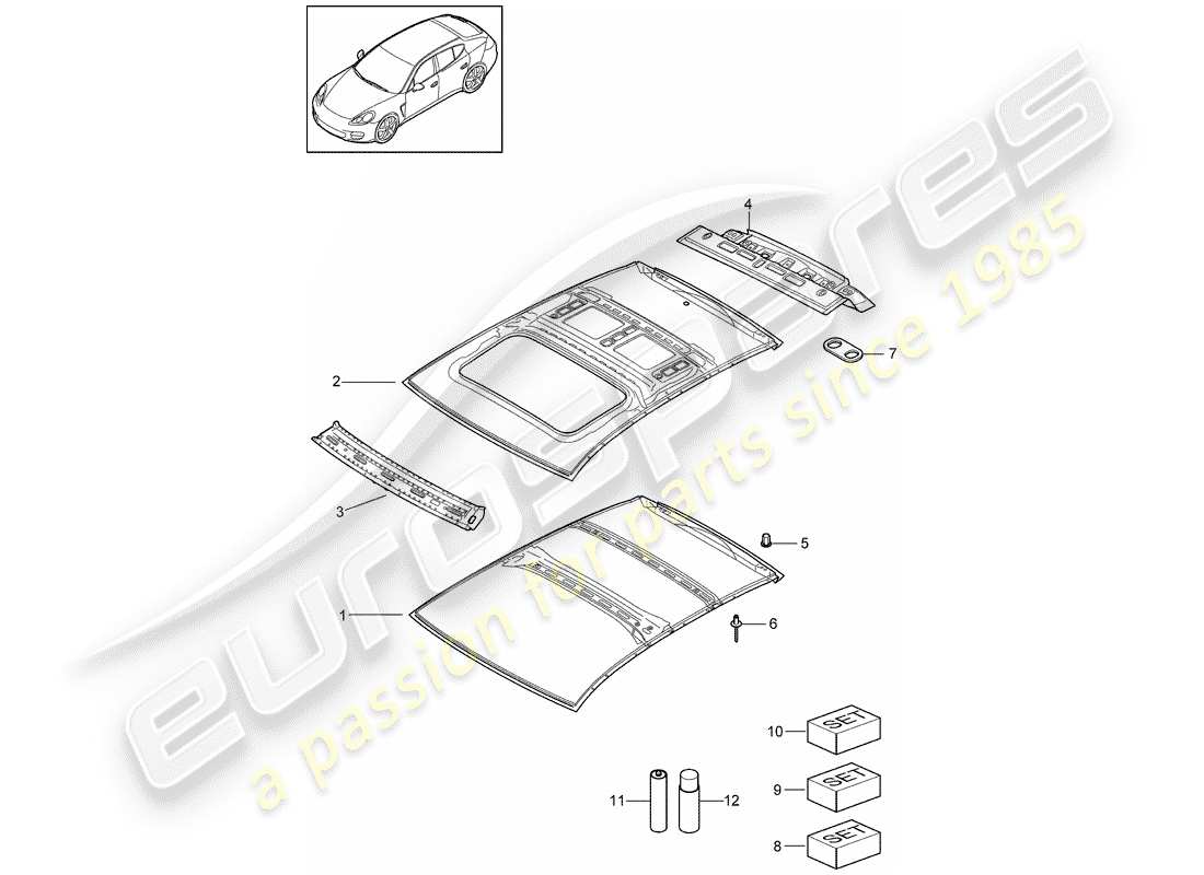 porsche 2012 (panamera 970) roof-teilediagramm