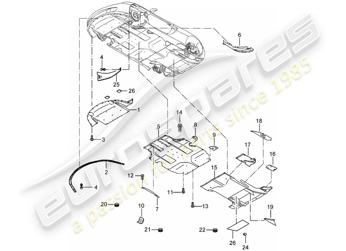 porsche 2004 (carrera gt) unterboden-teilediagramm