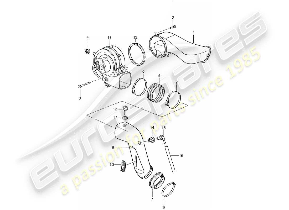porsche 1992 (964) zusätzliches gebläse ersatzteildiagramm
