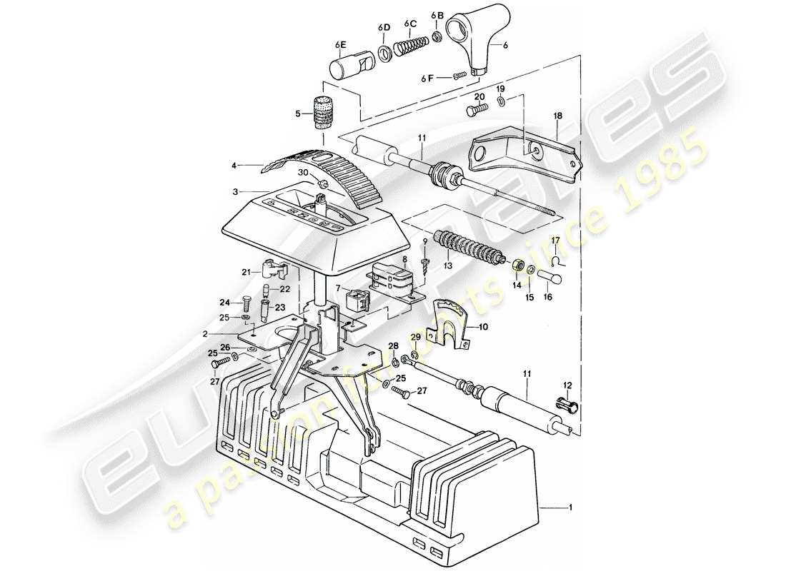 porsche 1987 (924s) schaltmechanismus - für - automatikgetriebe ersatzteildiagramm