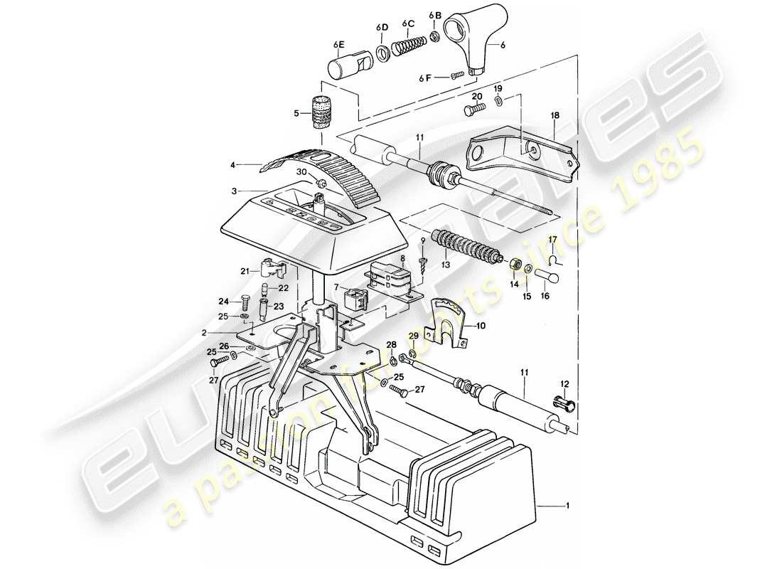 porsche 924s (1987) schaltmechanismus - für - automatikgetriebe ersatzteildiagramm