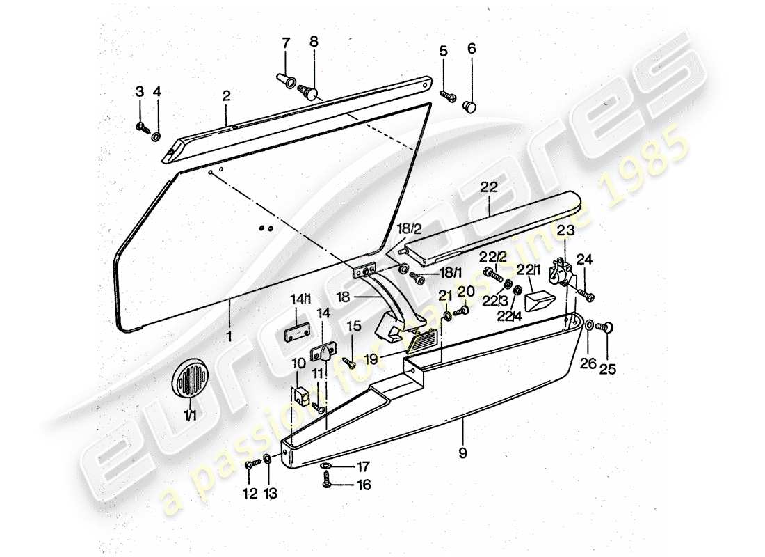 porsche 1976 (911 turbo) türplatte teilediagramm