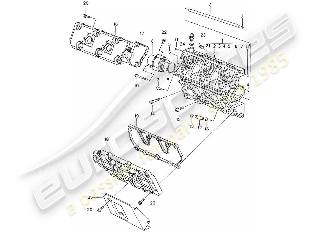 porsche 1995 (993) nockenwellengehäuse ersatzteildiagramm