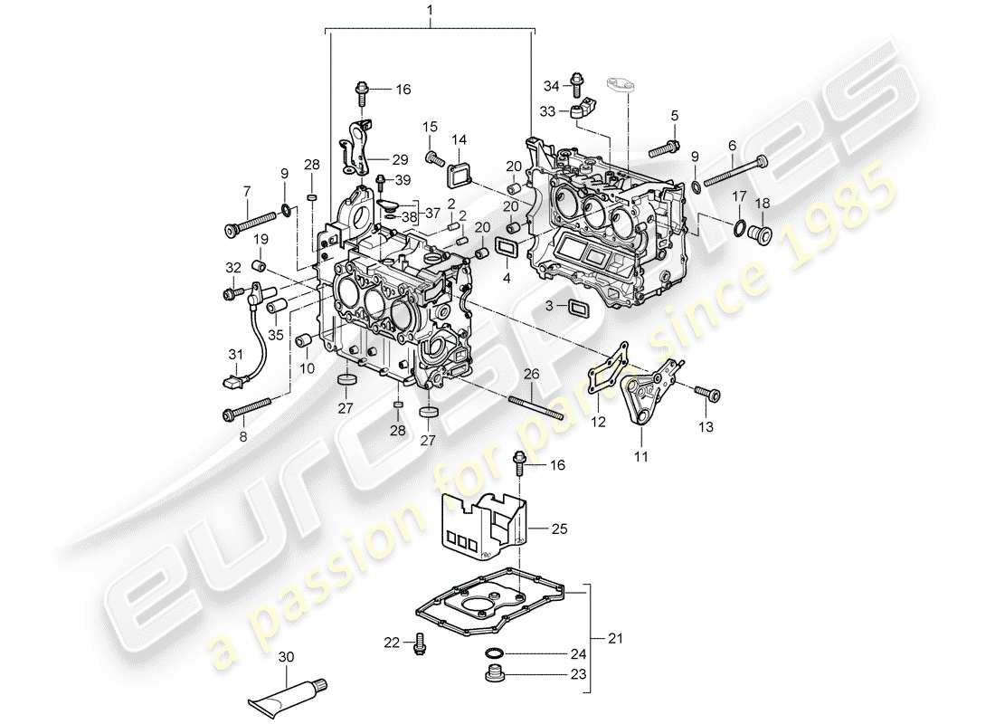 porsche 2008 (997-1) kurbelgehäuse teilediagramm