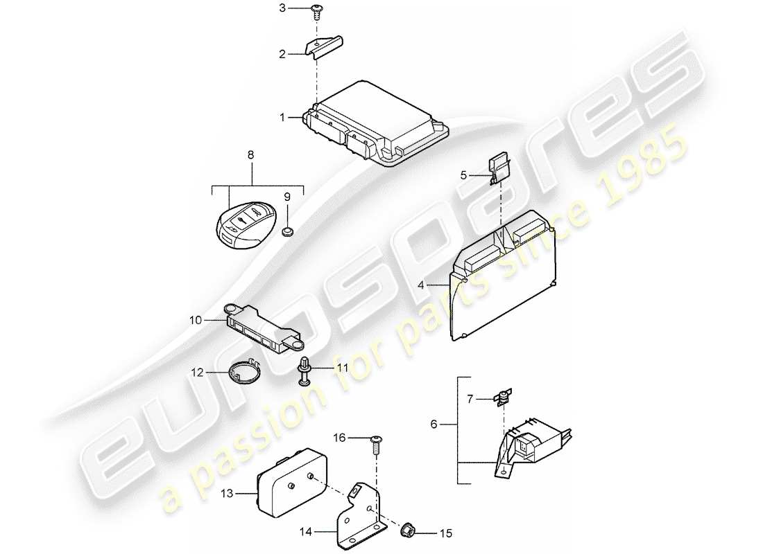 porsche 2005 (carrera gt) steuergeräte ersatzteildiagramm